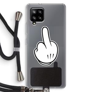CaseCompany Middle finger white: Samsung Galaxy A42 5G Transparant Hoesje met koord