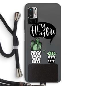 CaseCompany Hey you cactus: Xiaomi Redmi Note 10 5G Transparant Hoesje met koord