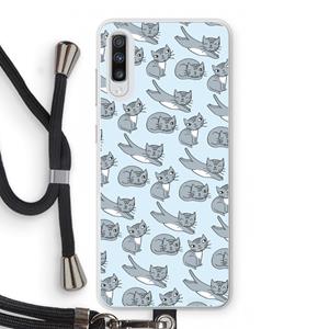 CaseCompany Poezen: Samsung Galaxy A70 Transparant Hoesje met koord