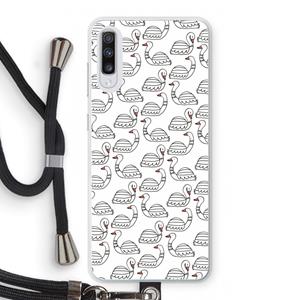 CaseCompany Zwanen: Samsung Galaxy A70 Transparant Hoesje met koord