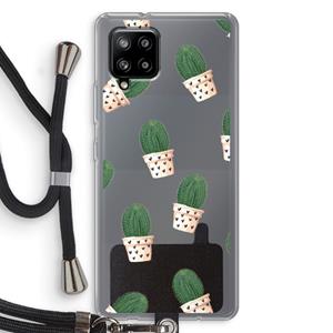 CaseCompany Cactusprint roze: Samsung Galaxy A42 5G Transparant Hoesje met koord