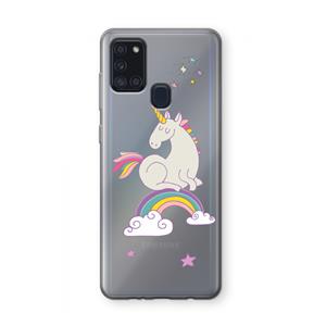 CaseCompany Regenboog eenhoorn: Samsung Galaxy A21s Transparant Hoesje