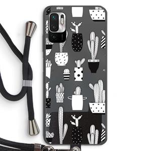 CaseCompany Cactusmotief: Xiaomi Redmi Note 10 5G Transparant Hoesje met koord