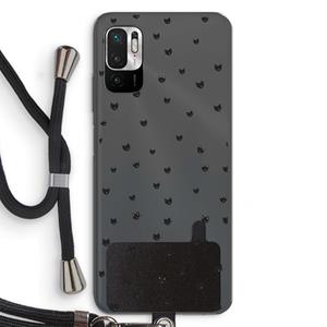 CaseCompany Kleine kattenkopjes: Xiaomi Redmi Note 10 5G Transparant Hoesje met koord