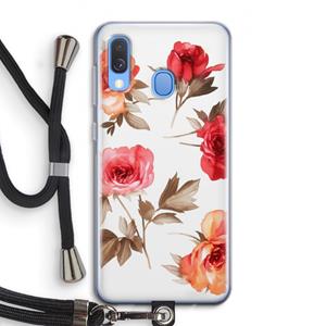CaseCompany Roosjes: Samsung Galaxy A40 Transparant Hoesje met koord