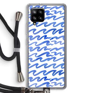 CaseCompany Blauwe golven: Samsung Galaxy A42 5G Transparant Hoesje met koord