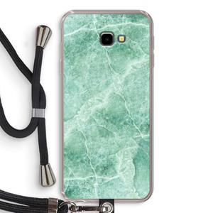 CaseCompany Groen marmer: Samsung Galaxy J4 Plus Transparant Hoesje met koord