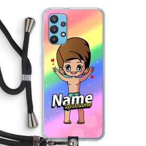 CaseCompany Chibi Maker man: Samsung Galaxy A32 4G Transparant Hoesje met koord
