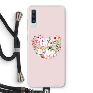 CaseCompany GRL PWR Flower: Samsung Galaxy A70 Transparant Hoesje met koord