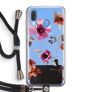CaseCompany Geschilderde bloemen: Samsung Galaxy A40 Transparant Hoesje met koord
