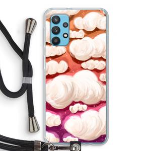 CaseCompany Katoen Wolken: Samsung Galaxy A32 4G Transparant Hoesje met koord