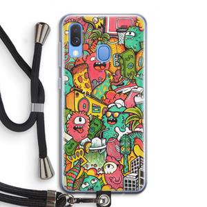 CaseCompany Vexx City: Samsung Galaxy A40 Transparant Hoesje met koord