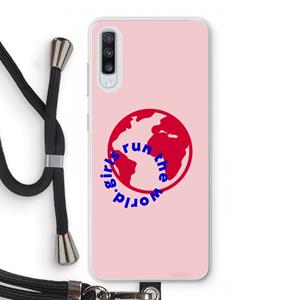 CaseCompany Run The World: Samsung Galaxy A70 Transparant Hoesje met koord
