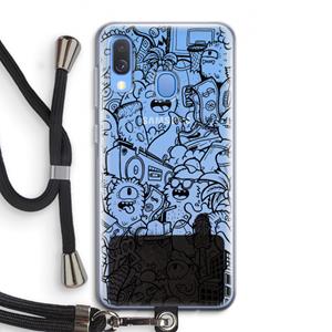 CaseCompany Vexx Black City : Samsung Galaxy A40 Transparant Hoesje met koord