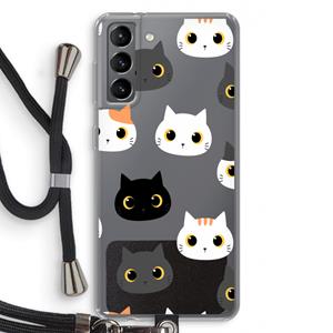 CaseCompany Katten: Samsung Galaxy S21 Transparant Hoesje met koord