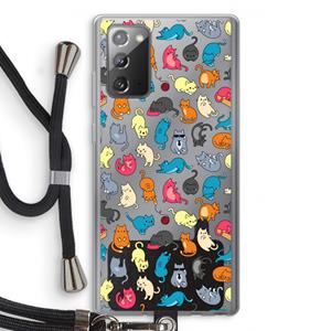 CaseCompany Kleurrijke katten: Samsung Galaxy Note 20 / Note 20 5G Transparant Hoesje met koord