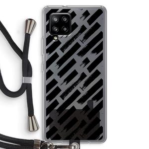 CaseCompany Zwarte vegen: Samsung Galaxy A42 5G Transparant Hoesje met koord