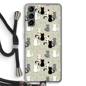 CaseCompany Katten: Samsung Galaxy S21 Transparant Hoesje met koord