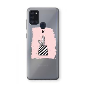 CaseCompany Zwart-wit cactus: Samsung Galaxy A21s Transparant Hoesje