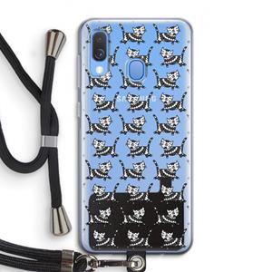 CaseCompany Zwarte poes: Samsung Galaxy A40 Transparant Hoesje met koord