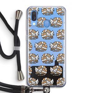 CaseCompany Slapende poes: Samsung Galaxy A40 Transparant Hoesje met koord