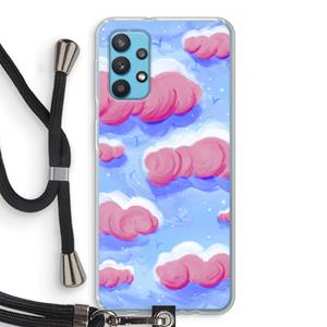 CaseCompany Roze wolken met vogels: Samsung Galaxy A32 4G Transparant Hoesje met koord