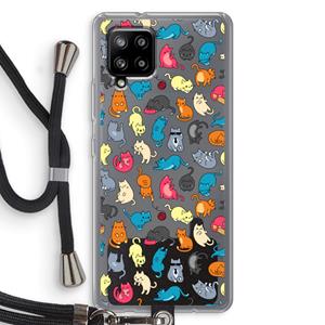 CaseCompany Kleurrijke katten: Samsung Galaxy A42 5G Transparant Hoesje met koord