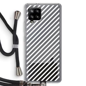 CaseCompany Strepen zwart-wit: Samsung Galaxy A42 5G Transparant Hoesje met koord