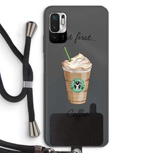 CaseCompany But first coffee: Xiaomi Redmi Note 10 5G Transparant Hoesje met koord