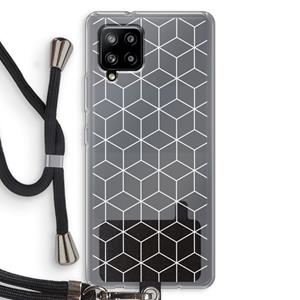 CaseCompany Zwart-witte kubussen: Samsung Galaxy A42 5G Transparant Hoesje met koord