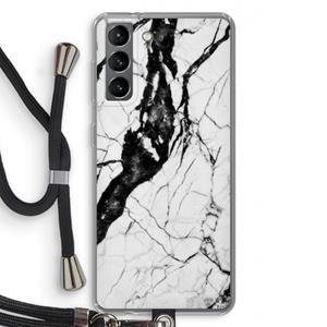 CaseCompany Witte marmer 2: Samsung Galaxy S21 Transparant Hoesje met koord