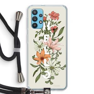 CaseCompany Hello bloemen: Samsung Galaxy A32 4G Transparant Hoesje met koord