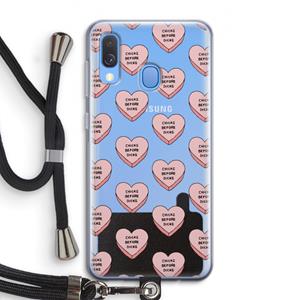 CaseCompany Chicks before dicks: Samsung Galaxy A40 Transparant Hoesje met koord