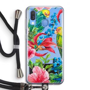 CaseCompany Papegaaien: Samsung Galaxy A40 Transparant Hoesje met koord