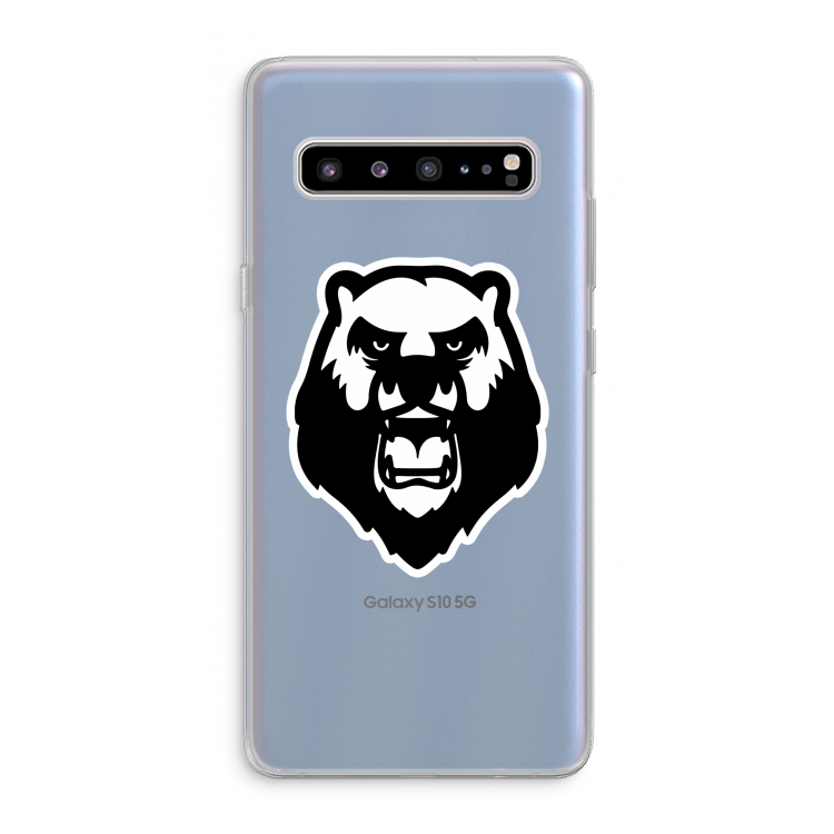 CaseCompany Angry Bear (white): Samsung Galaxy S10 5G Transparant Hoesje