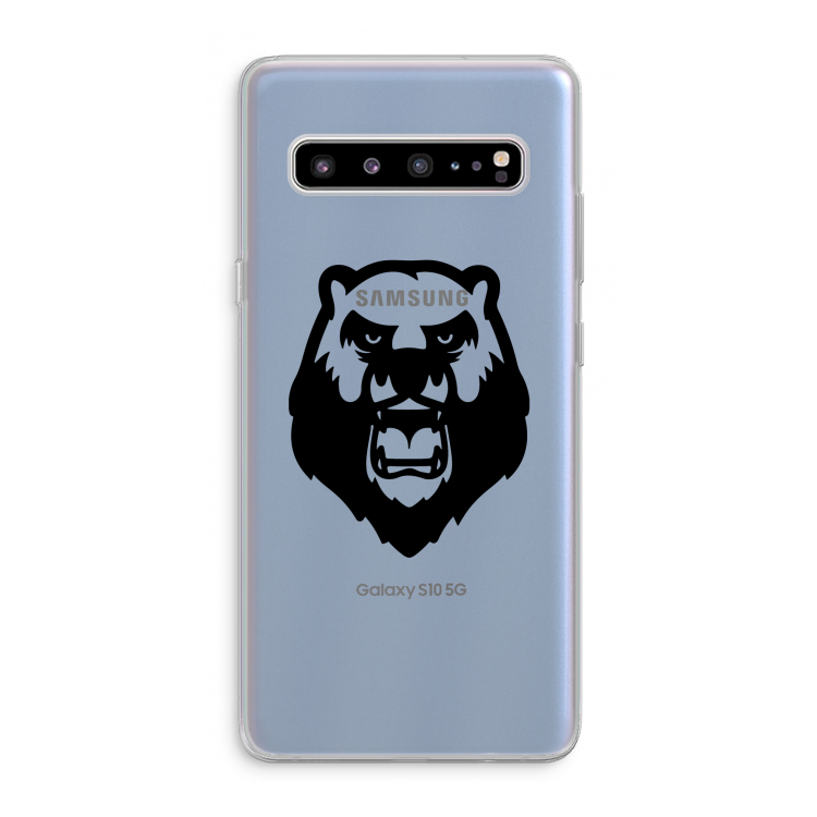 CaseCompany Angry Bear (black): Samsung Galaxy S10 5G Transparant Hoesje