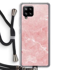 CaseCompany Roze marmer: Samsung Galaxy A42 5G Transparant Hoesje met koord