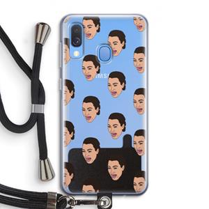 CaseCompany Ugly Cry Call: Samsung Galaxy A40 Transparant Hoesje met koord