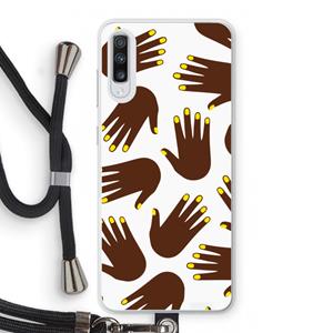 CaseCompany Hands dark: Samsung Galaxy A70 Transparant Hoesje met koord