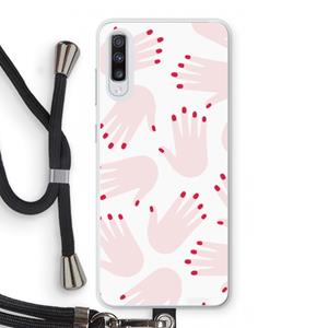 CaseCompany Hands pink: Samsung Galaxy A70 Transparant Hoesje met koord