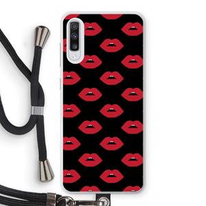 CaseCompany Lips: Samsung Galaxy A70 Transparant Hoesje met koord