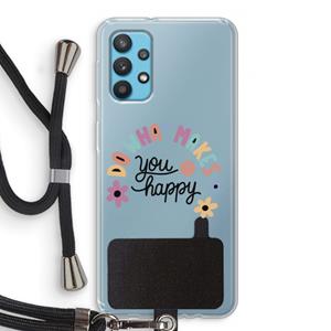 CaseCompany Happy days: Samsung Galaxy A32 4G Transparant Hoesje met koord
