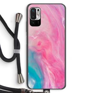 CaseCompany Roze explosie: Xiaomi Redmi Note 10 5G Transparant Hoesje met koord