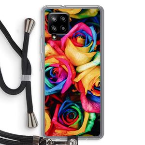 CaseCompany Neon bloemen: Samsung Galaxy A42 5G Transparant Hoesje met koord