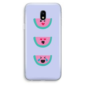 CaseCompany Smiley watermeloen: Samsung Galaxy J3 (2017) Transparant Hoesje