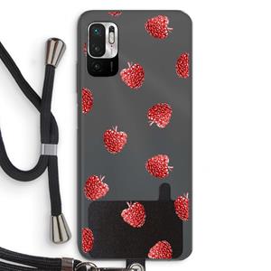 CaseCompany Framboosjes: Xiaomi Redmi Note 10 5G Transparant Hoesje met koord