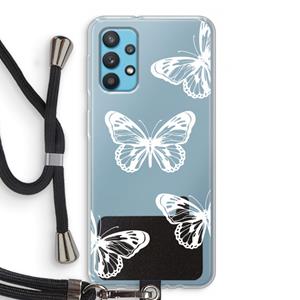 CaseCompany White butterfly: Samsung Galaxy A32 4G Transparant Hoesje met koord