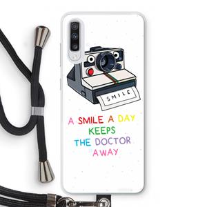 CaseCompany Smile: Samsung Galaxy A70 Transparant Hoesje met koord