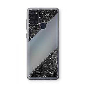 CaseCompany Zwart marmer: Samsung Galaxy A21s Transparant Hoesje