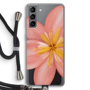 CaseCompany Pink Ellila Flower: Samsung Galaxy S21 Transparant Hoesje met koord